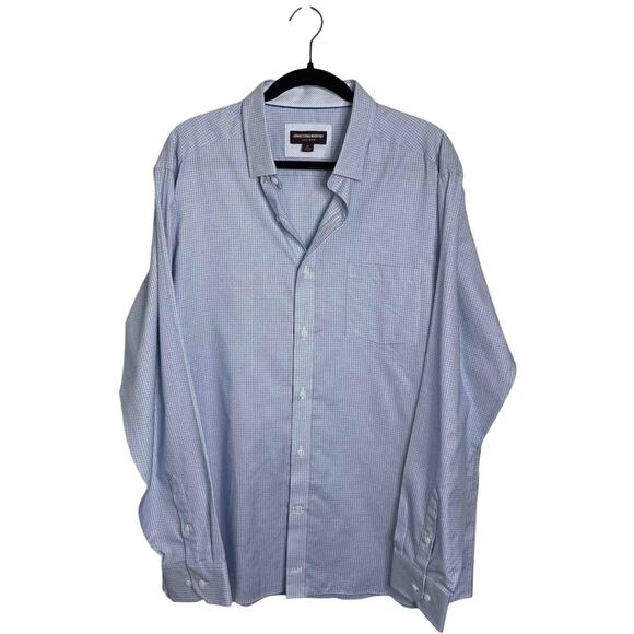 Mens Johnston & Murphy Button Down Dress Shirt Blue Patterned 100% Cotton Sze XL - Picture 1 of 8